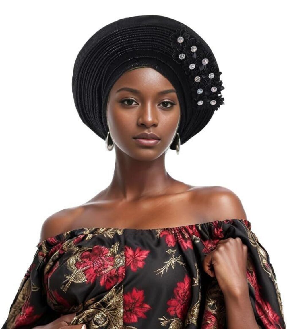 8840 Fashion African Headtie Turban Nigeria Head Ties With Flowers Already